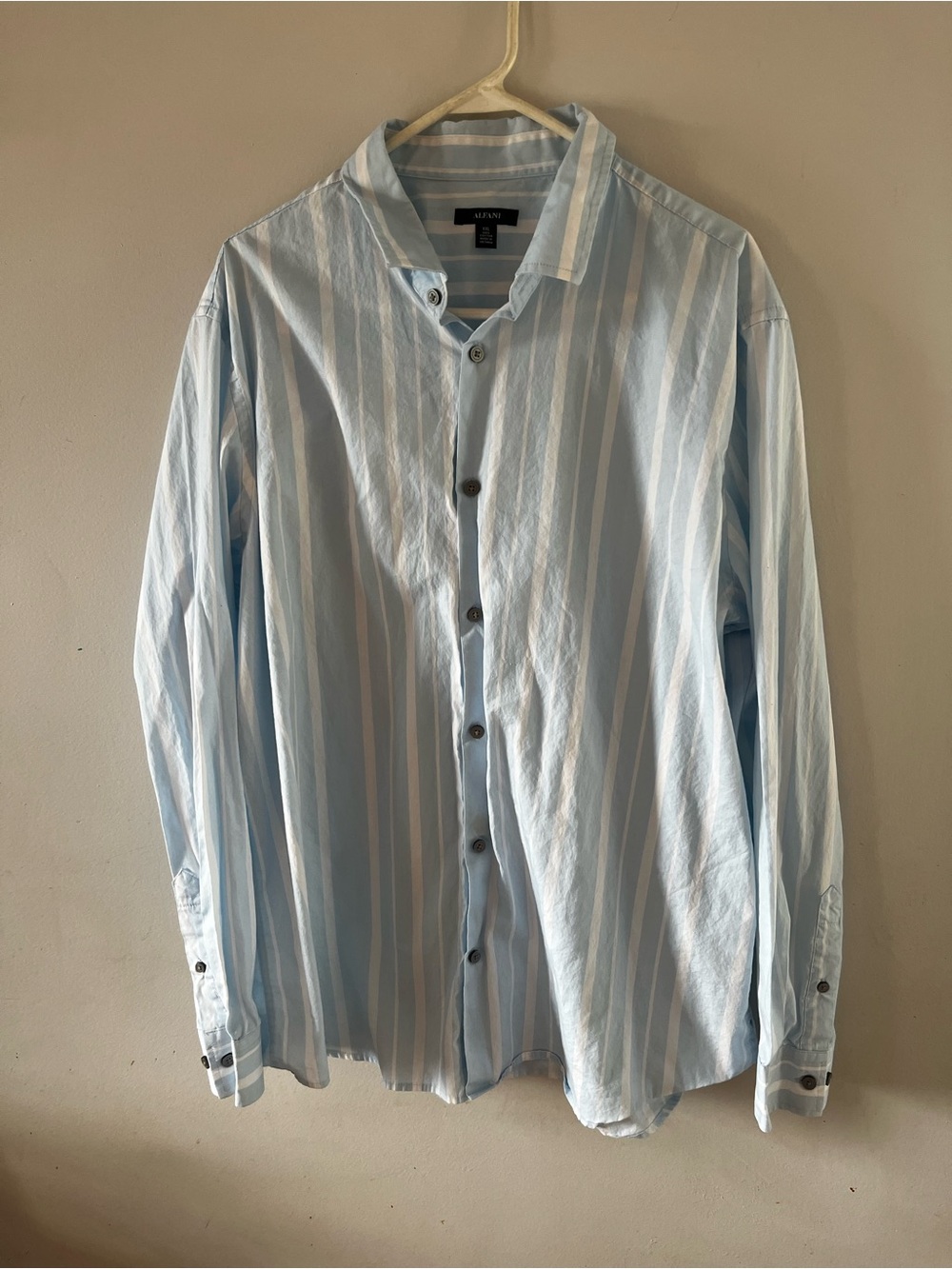 Alfani Light Blue & White Vertical Stripe Dress Shirt